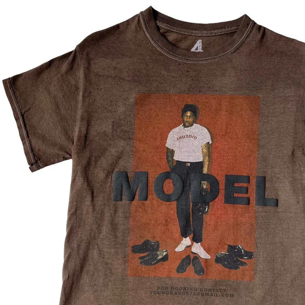 4Hunnid Brown Stonewash YG Pacsun Short Sleeve Tee - Picture 2 of 5